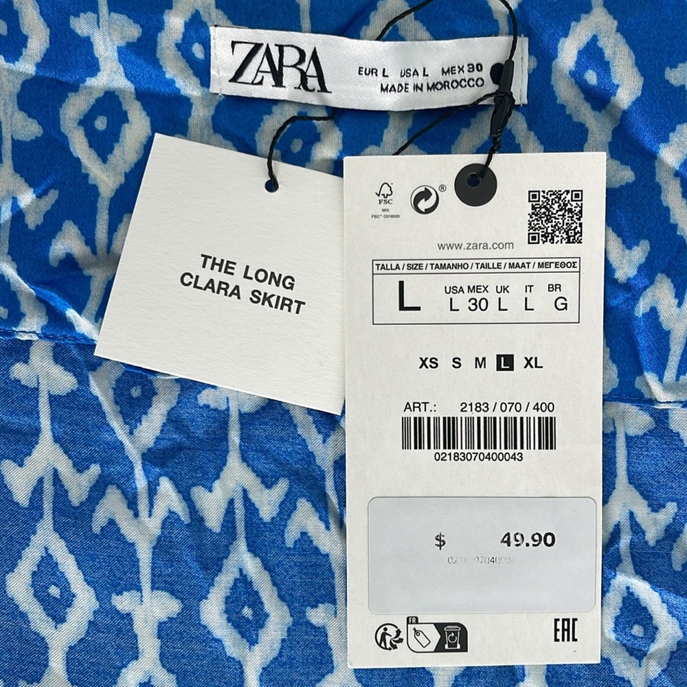 NWT Zara printed pareo long Clara skirt size Large (US) - Picture 10 of 13